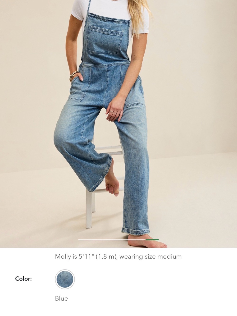 aerie Blue Denim Women’s Overalls